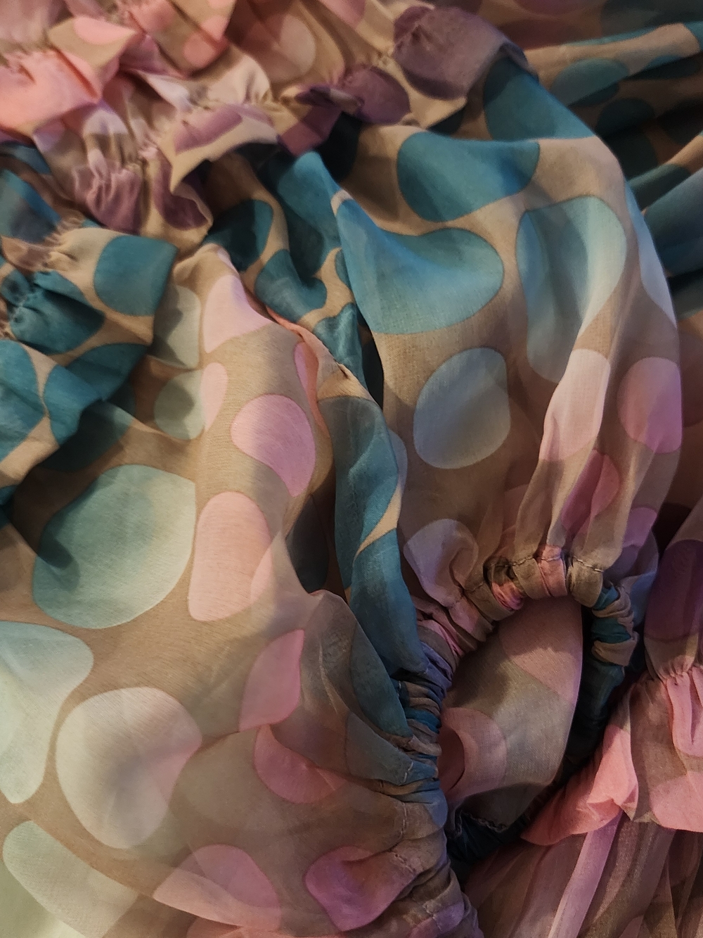 Sheer Ruffled Multi Color Dotted Blouse - Picture 7 of 7